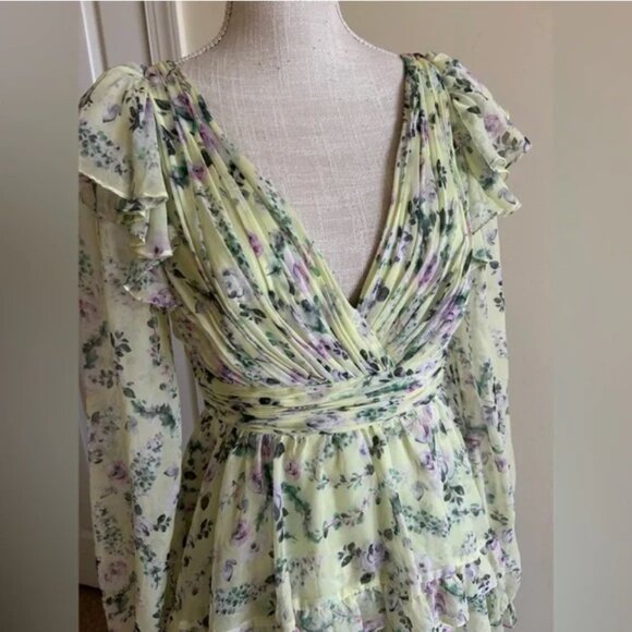 Mac Duggal Tiered A-line Maxi Chiffon Floral Gown maxi Dress size 6 - Picture 4 of 13